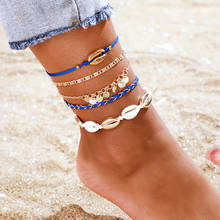 FXM Layered Gold Shell Pendant Chain Ankle Bracelet On Leg Foot Jewelry Boho Charm Anklets For Women Beach Jewelry Accessories 2024 - buy cheap