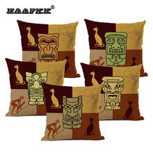 Fashionable home cushion cover, high-quality linen pillows, retro design, living room sofa, art decoration, African culture 2024 - buy cheap