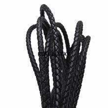 Cuerda de cuero redonda trenzada negra para pulsera, collar, accesorios para fabricación de joyas, 2 m/lote, aproximadamente 6mm 2024 - compra barato