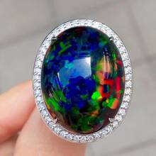 New imitation natural exaggerated colorful opal ring. Fashion opening adjustable light luxury banquet engagement female jewelry. 2024 - buy cheap