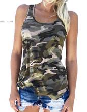 Camisetas com estampa de camuflagem feminina, camisetas elegantes e slim com estampa do exército, sem mangas, gola redonda, camiseta casual de verão, regata de camisetas e blusa S-XL u2 2024 - compre barato