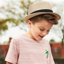 Sombrero de sol para niños y niñas, sombrero de paja para playa, Jazz, Panamá, Trilby, Fedora, gorra británica, transpirable 2024 - compra barato