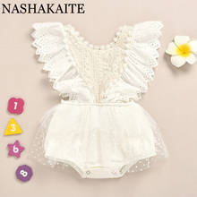 Nashakaite macacão infantil respirável, roupas para meninas recém-nascidas, body decorativo de verão com babado branco e renda para bebês 2024 - compre barato