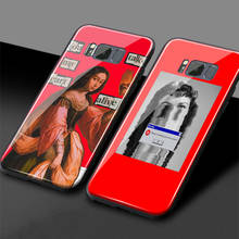 Funda de vidrio templado para teléfono Samsung, carcasa de silicona suave de moda de estética roja para Galaxy S8, S9, S10e, S10, Note 8, 9, 10 Plus 2024 - compra barato