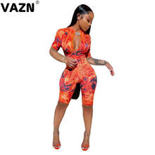 VAZN 2020 Hot Sale Women Summer Short Sleeve V-Neck Bandage Bodycon Camouflage Casual Playsuits Romper Jumpsuit Pants 2024 - buy cheap