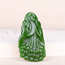 Chinese Natural Magnolia Flower Green Jade Pendant Necklace Hand-carved Charm Jadeite Jewelry Fashion Amulet Gifts for Men Women 2024 - buy cheap