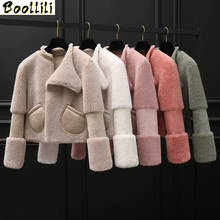 Boollili casaco feminino de pele real, jaqueta lã de ovelha, roupas femininas, 2020 coreano manteau femme 2024 - compre barato
