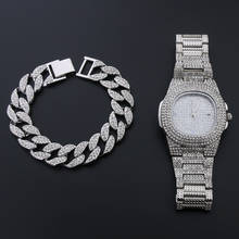 В стиле «хип-хоп» Bling льдом Для Мужчин's, браслет полный стразы со стразами с бабочкой Майами кубинская цепь браслет часы для Для мужчин ювелирные изделия 2024 - купить недорого