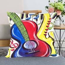 New Arrival Guitar Music Pillowcase Wedding Decorative Pillow Cover Custom Printed Soft Satin Fabric Pillow Cases Not Fade 2024 - buy cheap
