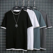 New Summer Men's T Shirt 2021 Fashion Solid T Shirt Mens Oversized Hip Hop Short Sleeve Casual Cotton Mens Streetwear Top Tees 2024 - купить недорого