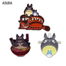 Totoro pinos esmaltados e broche de ônibus, broche para homens e mulheres, joias de moda, presentes, filme anime, distintivos de lapela 2024 - compre barato