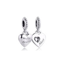 CKK Fit Pandora Bracelets Aunt & Niece Split Heart Charms Silver 925 Original Beads for Jewelry Making Sterling DIY Women 2024 - buy cheap