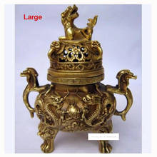 Nova chegada coleção de arte latão chinês dois dragões queimador incenso/metal decoração artesanato censer venda quente (grande) 2024 - compre barato