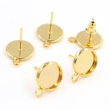 10mm 10pcs/Lot Gold Colors Plated Earring Studs,Earrings Blank/Base,Fit 10mm Glass Cabochons,Buttons;Earring Bezels (T1-15) 2024 - buy cheap