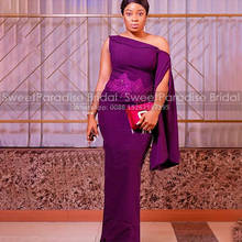 Дешевые выпускные фиолетовые платья с аппликациями стример 2021 длинное платье на одно плечо в африканском стиле Для женщин торжественное платье Вечерние Vestido De Novia гражданского 2024 - купить недорого