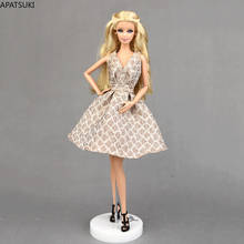 Классическое Кукольное платье цвета хаки в клетку для куклы Барби одежда наряды вечернее платье для кукольного домика Барби аксессуары для кукол 1/6 игрушки 2024 - купить недорого
