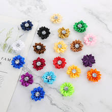 10Pcs/lot Multi Colors Handmade Small Fabric Satin Flowers with Rhinestone Appliques Sewing Wedding Garment Accessories Flowers 2024 - buy cheap