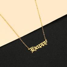 Cxwind Custom Letter Happy Pendant Choker Necklace For Women Fashion Style Old Letter Necklaces Geometric Collier Collares Gift 2024 - buy cheap