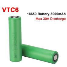 Аккумулятор VTC6 18650 3000 мАч, 3,7 в, 30 А, перезаряжаемые батареи с высоким разрядом 18650 для фонарика US18650VTC6, аккумулятор для инструментов 2024 - купить недорого