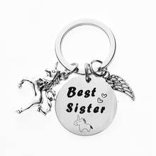 Oeinin Simple Keychain Man Best Sister Key Holder Bags Horse Unisex Letter Color Alloy Key Chain Pendant Accessories Porte Clef 2024 - buy cheap