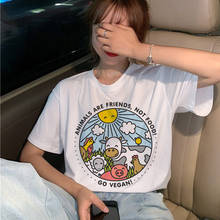 Camiseta vegana Harajuku para mujer, blusa Ullzang Kawaii Save The Bees, playera estampada de los años 90 de dibujos animados, camisetas para mujer 2024 - compra barato