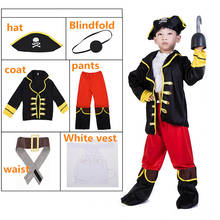 Disfraz de pirata para niños, disfraz de Piratas del Caribe, Capitán Jack, fiesta de cosplay, película, traje de combate ajustado 2024 - compra barato