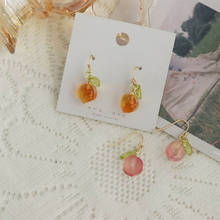 Модный Милый Сладкий Глазурь, розового, оранжевого, серьги в форме персика для женщин в Корейском стиле; Модная обувь с украшением в виде кристаллов фрукты серьги, ювелирное изделие, подарок 2024 - купить недорого