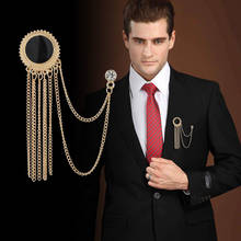 Crystal Brooches Personality Retro Palace-Style Men's Unisex Black Tassel Suit Brooch Shirt Collar Pin Fashion Trendy Jewelry 2024 - buy cheap