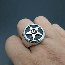 Pentagram Classic Masonic Ring Stainless Steel Freemasonry Compass Masonic Motor Male Biker Ring Mens Women Ring Wholesale 2024 - buy cheap