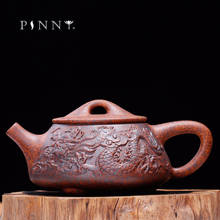 Pinny pote de chá 320ml yixing roxo argila "padrão dragão", bule chinês kung fu feito à mão areia roxa artesanato material natural 2024 - compre barato