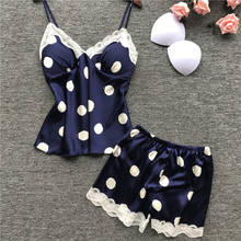 SIMISI 2 pcs Pajamas Set Rayon Polka Dot Lace Sexy Sleepwear V-Neck Sleeveless Suspenders Shorts Lingerie Sets Home Clothes 2024 - buy cheap