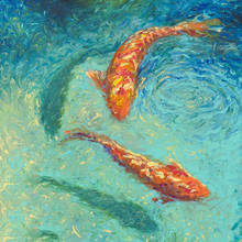 Preço de atacado de alta qualidade pintados à mão abstratos animais carpa pintura a óleo sobre tela abstrata peixe pinturas sobre tela 2024 - compre barato