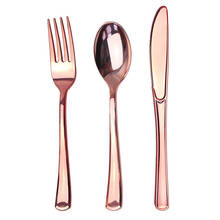 Rose Gold Knife Fork Spoon Disposable Tableware Plate Cup Napkins Baby Shower Wedding Birthday Party Decoration Supplies 2024 - buy cheap