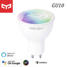 Yeelight YLDP004-A gu10 colorido inteligente lâmpada led w1 jogo de sincronização música app controle voz trabalho yeelight app google assistente alexa 2024 - compre barato