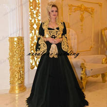 Черное арабское платье для выпускного вечера, ТРАПЕЦИЕВИДНОЕ вечерние с длинными рукавами, вечернее платье знаменитости Среднего Востока, свадебное платье 2024 - купить недорого