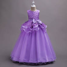 Vestido infantil de princesa, vestido longo com flores, para aniversário de criança, 8, 10, 12 e 14 anos de idade 2024 - compre barato