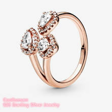 Anel 100% prata esterlina 925, formas geométricas, aberto, ouro rosa, para mulheres, presente de casamento, acessórios de joias originais 2024 - compre barato