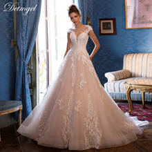 Detmgel Sexy Porcelain Scoop A-line Wedding Dresses New Luxurios Beaded Appliques Lace Court Train High quality  Wedding Gown 2024 - buy cheap