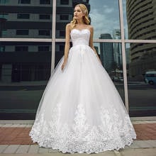 Vestido de noiva sexy sem alça, linha a, 2021, apliques de alta qualidade, tulle, frente única 2024 - compre barato