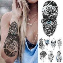 Водостойкая временная татуировка, наклейка с голубыми глазами, роза, змея, кот, меч, флеш-тату, Будда, мандала, боди-арт, рука, поддельные татуировки для женщин и мужчин 2024 - купить недорого