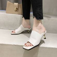 Mules de punta cuadrada de diseñador para mujer, Sandalias de tacón alto, zapatos de fiesta, 2020 2024 - compra barato