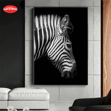 Diy quadrado redondo diamante preto e branco animal arte zebra bordado padrão kits de ponto cruz 5d pintura diamante strass 2024 - compre barato