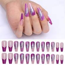 24pcs Detachable Butterfly False Nails Ballerina Wearable Long Coffin Fake Nail Full Cover Nail Tips Manicure Tools Press Glue 2024 - buy cheap