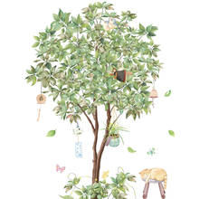 Adesivos de parede árvores verdes de vento, adesivos de parede para sala de estar, árvore nórdica, pvc, decalques de parede para decoração de casa, arte em vinil 2024 - compre barato