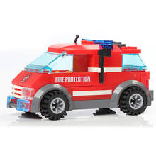 Городской пожарный автомобиль, вертолет, строительные блоки, совместимы с Lego City Construction Enlighten, модель, кирпичи, детские игрушки 2024 - купить недорого