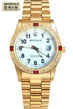 Relógio masculino de ouro 2019, relógio com calendário digital de aço inoxidável com strass e movimento japonês para negócios, relógio de pulso de quartzo 2024 - compre barato