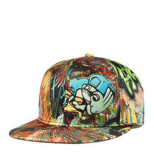 Hip hop chapéu feminino 3d graffiti borda plana hip hop chapéu masculino boné de beisebol padrão dos desenhos animados balde chapéu boné de beisebol panamá 2024 - compre barato