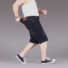 Shorts denim elástico masculino, plus size, 33, 36, 48, verão, seção fina, comprimento do joelho, 8xl, jeans casual para homens 2024 - compre barato