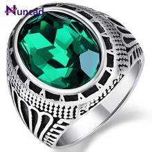 2019 NUNCAD Men's Ring Vintage Stainless Steel Ring Blue/Green/Red Crystal Inlay Totem Wedding Band Anniversary Birthday Ring 2024 - buy cheap