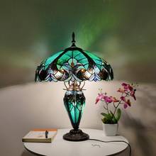 Lámpara de noche American Pastoral Tiffany para dormitorio, luz de mesa decorativa estilo mediterráneo, europeo, cálida, para sala de estar y mesa de estudio 2024 - compra barato
